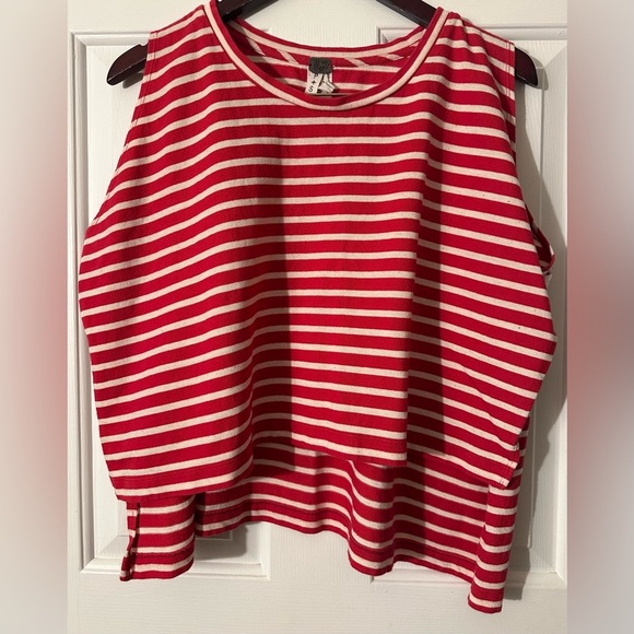 WE THE FREE Small Red Ivory Muscle Madness Tee Italian Gondola Driver Oversized - Picture 7 of 13